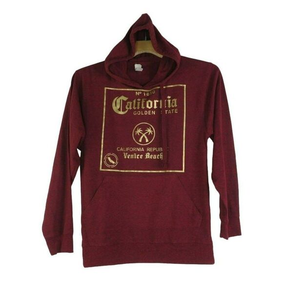 California Venice Beach Hoodie Sweatshirt Size Small Red Long Sleeve Logo - Picture 1 of 7